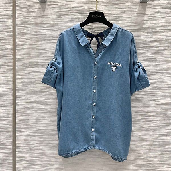 入手困難品！プラダ ロゴ デニム シャツ スーパーコピー pul54885